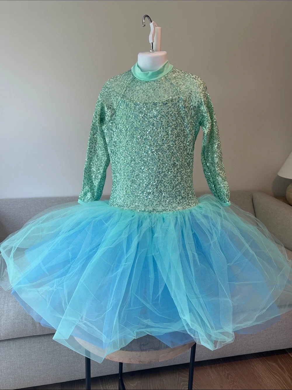 Girls Sequin Aqua Tulle Ballet Costume Dress